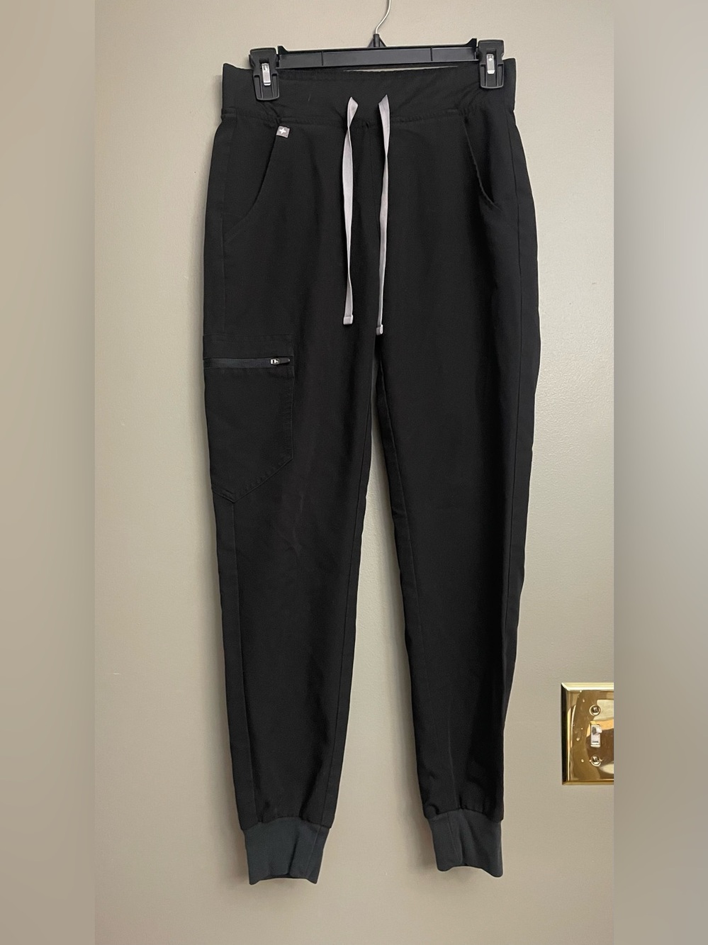 Figs Black Joggers with White Drawstring